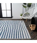 Sukie Modern Offset Stripe Ivory/Blue 3 ft. x 5 ft. Indoor/Outdoor Area Rug
