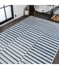 Sukie Modern Offset Stripe Ivory/Blue 3 ft. x 5 ft. Indoor/Outdoor Area Rug
