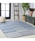 Sukie Modern Offset Stripe Ivory/Blue 3 ft. x 5 ft. Indoor/Outdoor Area Rug