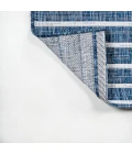 Sukie Modern Offset Stripe Blue/Ivory 2 ft. x 8 ft. Indoor/Outdoor Runner Rug