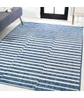 Sukie Modern Offset Stripe Blue/Ivory 3 ft. x 5 ft. Indoor/Outdoor Area Rug
