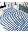 Sukie Modern Offset Stripe Blue/Ivory 3 ft. x 5 ft. Indoor/Outdoor Area Rug