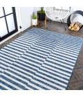 Sukie Modern Offset Stripe Blue/Ivory 3 ft. x 5 ft. Indoor/Outdoor Area Rug