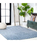 Sukie Modern Offset Stripe Blue/Ivory 3 ft. x 5 ft. Indoor/Outdoor Area Rug