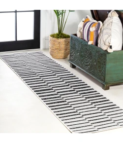 Jonathany Santa Monica SMB133E Ivory/Black Area Rug 2 ft. 2 in. X 10 ft. Runner