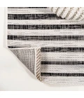 Sukie Modern Offset Stripe Ivory/Black 2 ft. x 8 ft. Indoor/Outdoor Runner Rug