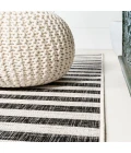 Sukie Modern Offset Stripe Ivory/Black 2 ft. x 8 ft. Indoor/Outdoor Runner Rug