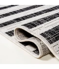 Sukie Modern Offset Stripe Ivory/Black 2 ft. x 8 ft. Indoor/Outdoor Runner Rug