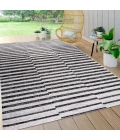 Sukie Modern Offset Stripe Ivory/Black 3 ft. x 5 ft. Indoor/Outdoor Area Rug