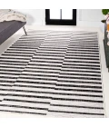 Sukie Modern Offset Stripe Ivory/Black 3 ft. x 5 ft. Indoor/Outdoor Area Rug