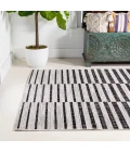 Sukie Modern Offset Stripe Ivory/Black 3 ft. x 5 ft. Indoor/Outdoor Area Rug