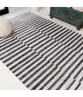 Sukie Modern Offset Stripe Ivory/Black 3 ft. x 5 ft. Indoor/Outdoor Area Rug