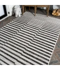 Sukie Modern Offset Stripe Ivory/Black 3 ft. x 5 ft. Indoor/Outdoor Area Rug