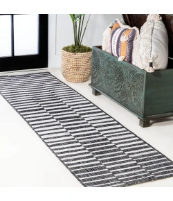 Jonathany Santa Monica SMB133F Black/Ivory Area Rug 2 ft. 2 in. X 10 ft. Runner