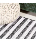 Sukie Modern Offset Stripe Black/Ivory 2 ft. x 10 ft. Indoor/Outdoor Runner Rug