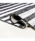 Sukie Modern Offset Stripe Black/Ivory 2 ft. x 10 ft. Indoor/Outdoor Runner Rug