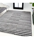 Sukie Modern Offset Stripe Black/Ivory 5 ft. x 8 ft. Indoor/Outdoor Area Rug