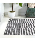 Sukie Modern Offset Stripe Black/Ivory 5 ft. x 8 ft. Indoor/Outdoor Area Rug