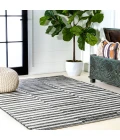 Sukie Modern Offset Stripe Black/Ivory 5 ft. x 8 ft. Indoor/Outdoor Area Rug