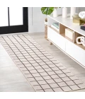 Grid Modern Squares Cream/Black 2 ft. x 8 ft. Indoor/Outdoor Runner Rug