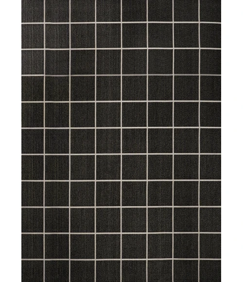 Grid Modern Squares Black/Cream 8 ft. x 10 ft. Indoor/Outdoor Area Rug