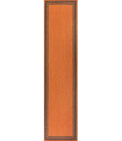 Jonathany Santa Monica SMB201A Orange/Dark Gray Area Rug 2 ft. X 8 ft. Runner