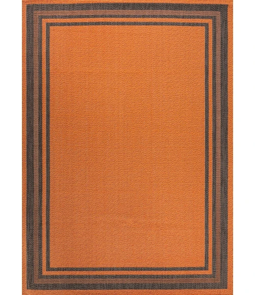 James Modern Border Stripe Orange/Dark Gray 5 ft. x 8 ft. Indoor/Outdoor Area Rug