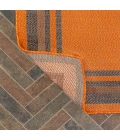 James Modern Border Stripe Orange/Dark Gray 2 ft. x 8 ft. Indoor/Outdoor Runner Rug