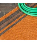 James Modern Border Stripe Orange/Dark Gray 2 ft. x 8 ft. Indoor/Outdoor Runner Rug