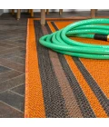 James Modern Border Stripe Orange/Dark Gray 2 ft. x 8 ft. Indoor/Outdoor Runner Rug