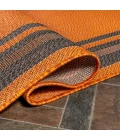 James Modern Border Stripe Orange/Dark Gray 2 ft. x 8 ft. Indoor/Outdoor Runner Rug
