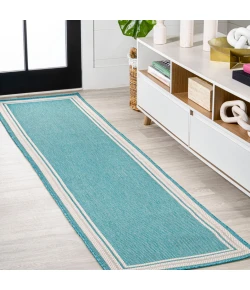 Jonathany Santa Monica SMB201B Aqua/Beige Area Rug 2 ft. X 8 ft. Runner