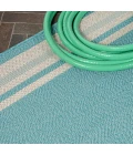 James Modern Border Stripe Aqua/Beige 2 ft. x 8 ft. Indoor/Outdoor Runner Rug