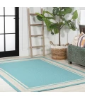 James Modern Border Stripe Aqua/Beige 5 ft. x 8 ft. Indoor/Outdoor Area Rug