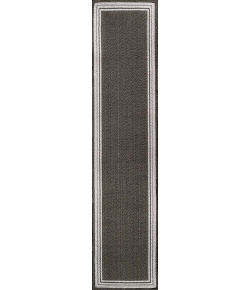 James Modern Border Stripe Black/Cream 2 ft. x 8 ft. Indoor/Outdoor Runner Rug