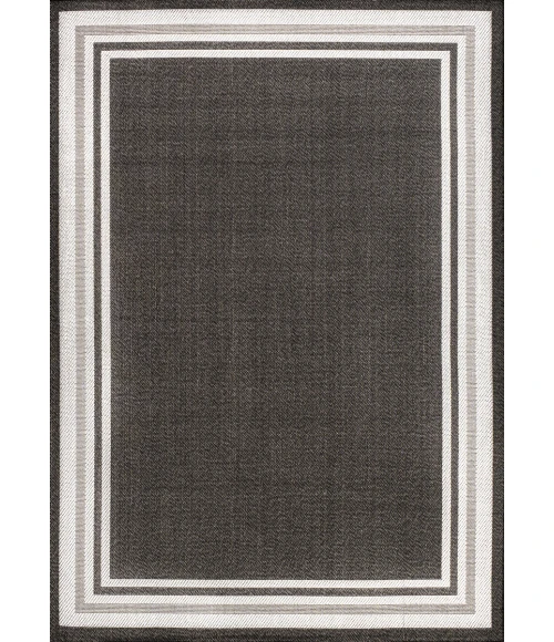 James Modern Border Stripe Black/Cream 8 ft. x 10 ft. Indoor/Outdoor Area Rug