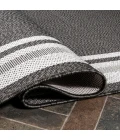 James Modern Border Stripe Black/Cream 2 ft. x 8 ft. Indoor/Outdoor Runner Rug