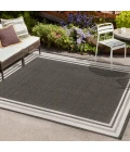 James Modern Border Stripe Black/Cream 8 ft. x 10 ft. Indoor/Outdoor Area Rug