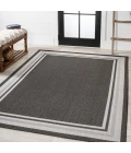 James Modern Border Stripe Black/Cream 8 ft. x 10 ft. Indoor/Outdoor Area Rug