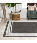 James Modern Border Stripe Black/Cream 8 ft. x 10 ft. Indoor/Outdoor Area Rug