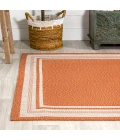 James Modern Border Stripe Orange/Cream 3 ft. x 5 ft. Indoor/Outdoor Area Rug