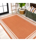 James Modern Border Stripe Orange/Cream 3 ft. x 5 ft. Indoor/Outdoor Area Rug