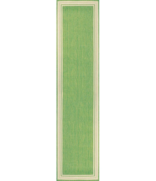 James Modern Border Stripe Green/Cream 2 ft. x 8 ft. Indoor/Outdoor Runner Rug
