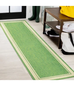 Jonathany Santa Monica SMB201E Green/Cream Area Rug 2 ft. X 8 ft. Runner