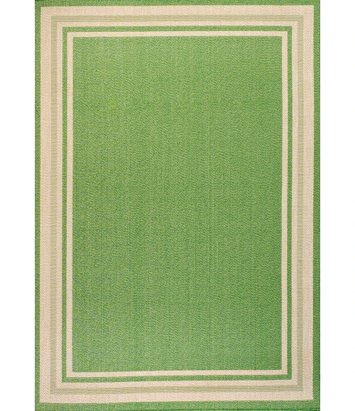James Modern Border Stripe Green/Cream 5 ft. x 8 ft. Indoor/Outdoor Area Rug