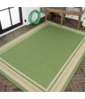 James Modern Border Stripe Green/Cream 5 ft. x 8 ft. Indoor/Outdoor Area Rug