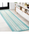 Haynes Modern Double Stripe Aqua/Beige 2 ft. x 8 ft. Indoor/Outdoor Runner Rug