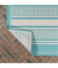 Haynes Modern Double Stripe Aqua/Beige 2 ft. x 8 ft. Indoor/Outdoor Runner Rug