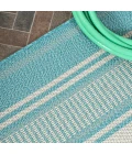Haynes Modern Double Stripe Aqua/Beige 2 ft. x 8 ft. Indoor/Outdoor Runner Rug