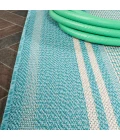 Haynes Modern Double Stripe Aqua/Beige 2 ft. x 8 ft. Indoor/Outdoor Runner Rug